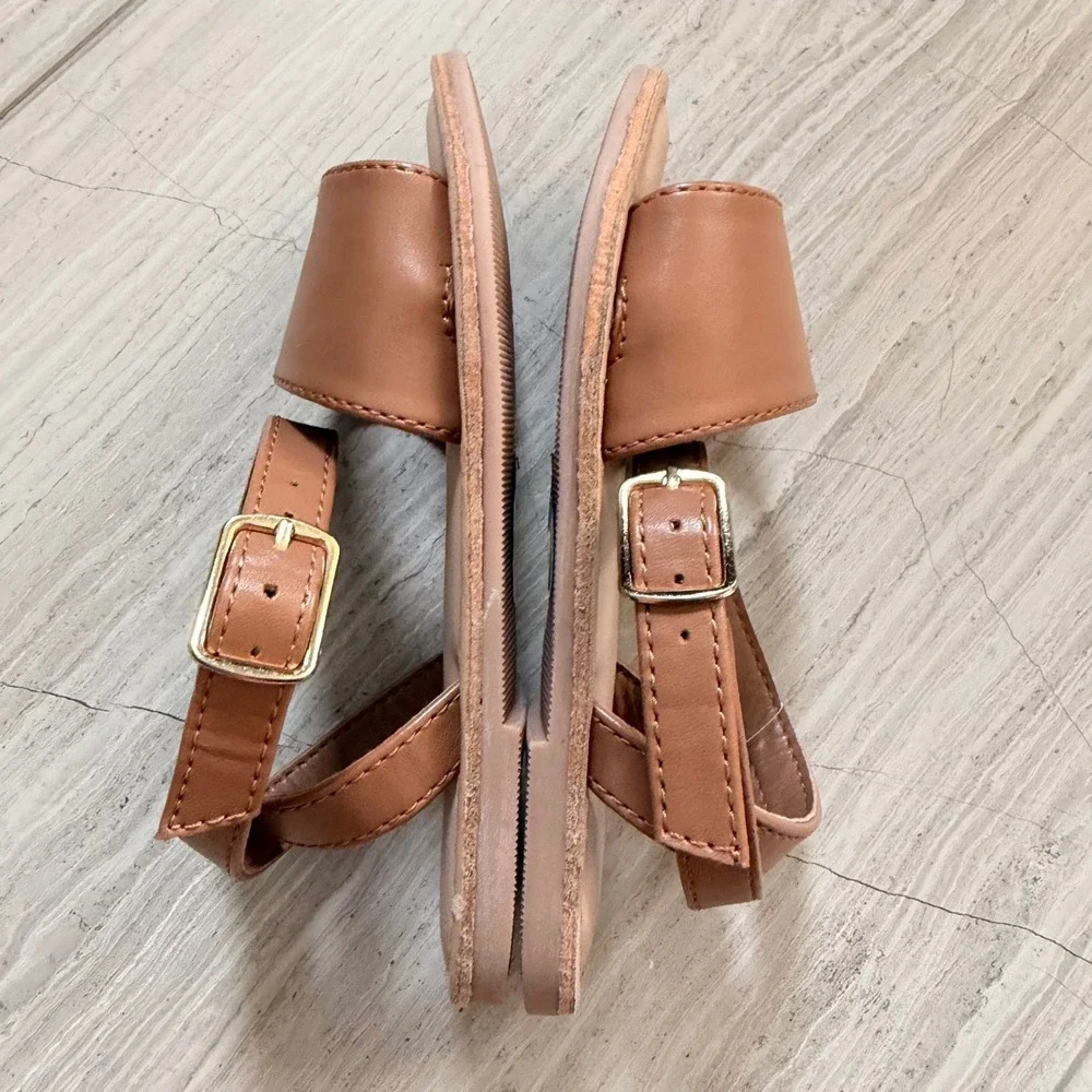 Crewcuts Sandals Ankle Strap Outing Vacation Walking Comfort Tan BF051 K10 EUC